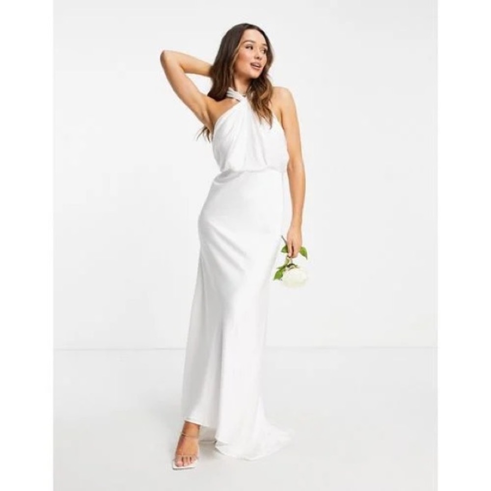 ASOS EDITION Ivory (not cream) Ruched Halter Neck Maxi Wedding Dress